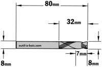 Fraise à compression - Diamètre 8 mm - Hauteur 32 mm - Queue de 8 mm - CMT Orange tools