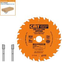 Lame circulaire CMT pour coupes en longueur pour portatives  - Diamètre 210mm - Alésage 30mm - 24 dents alternées - Ep 2,8/1,8 - CMT Orange tools