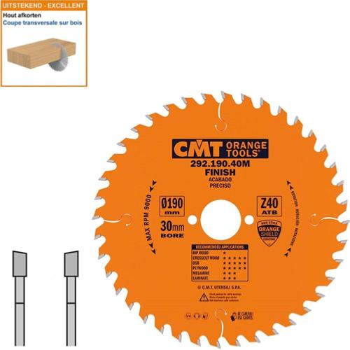 Lame circulaire CMT pour coupes transversales pour portatives - Diamètre 190mm - Alésage 30mm - 40 dents alternées - Ep 2,6/1,6 - CMT Orange tools