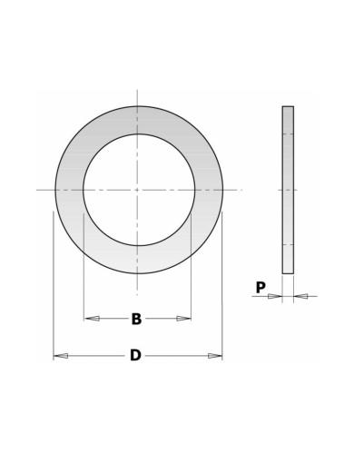 Bague de réduction pour lames de scie - 22 x 20 mm - épaisseur 1,6mm