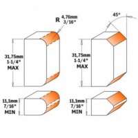 Fraise CMT réglables pour profil double , Queue de 12mm