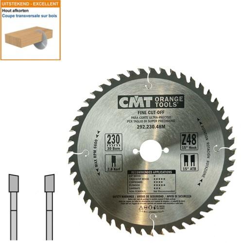 Lame circulaire CMT pour coupes transversales pour portatives - Diamètre 230mm - Alésage 30mm - 48 dents alternées - Ep 2,8/1,8 - CMT Orange tools