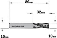Fraise à Défoncer CMT Hélicoïdale POSITIVE 3 Coupes - Diamètre 10 mm -  Hauteur 32 mm - Queue de 10 mm