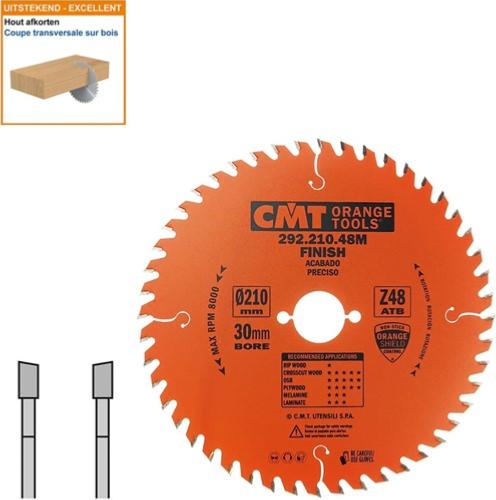 Lame circulaire CMT pour coupes transversales pour portatives - Diamètre 210mm - Alésage 30mm - 48 dents alternées - Ep 2,8/1,8 - CMT Orange tools