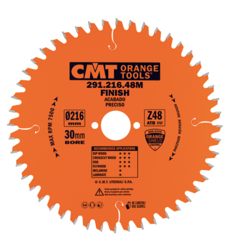 Lame circulaire CMT pour coupes transversales pour portatives - Diamètre 190mm - Alésage 16mm - 24 dents alternées - Ep 2,6/1,6 - CMT Orange tools