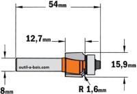 Fraise CMT pour quart de rond - Rayon 1,6mm - queue de 8mm