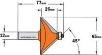 Fraise à chanfreiner CMT - Angle 45° - Hauteur 26 mm - Queue de 12 mm avec roulement