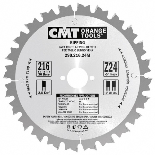Lame circulaire CMT pour coupes en longueur pour portatives  - Diamètre 160mm - Alésage 20mm - 12 dents alternées - Ep 2,2/1,6 - CMT Orange tools