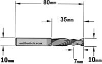 Fraise à compression revêtement chrome - Diamètre 10 mm - Hauteur 42 mm - Queue de 10 mm - CMT Orange tools