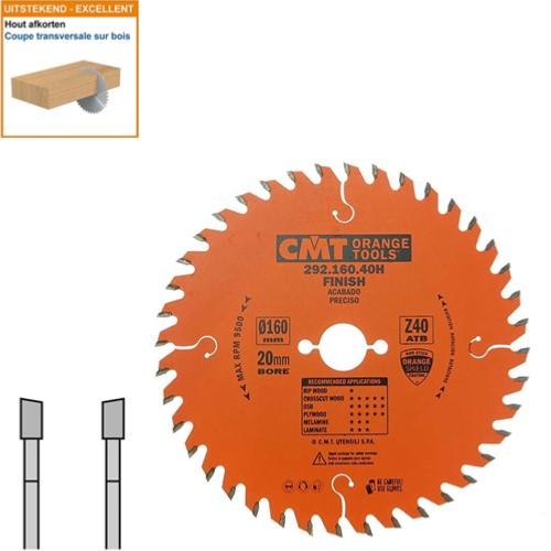 Lame circulaire CMT pour coupes transversales pour portatives - Diamètre 160mm - Alésage 20mm - 40 dents alternées - Ep 2,2/1,6 - CMT Orange tools