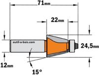 Fraise à chanfreiner CMT - Angle 15°  - Queue de 12 mm avec roulement